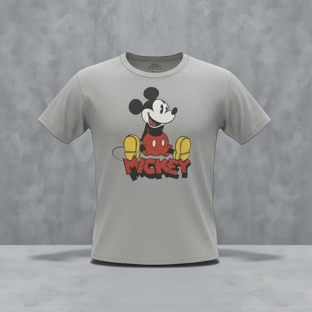 Disney Mickey Mouse Graphic T-Shirt Mens Unisex 2XL Heather Gray Crew Neck